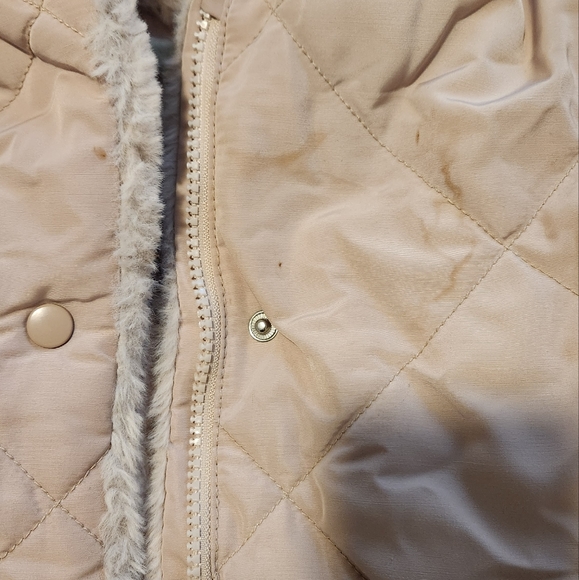 Zara kids diamond quilted coat with faux fur (blush) - Picture 4 of 4